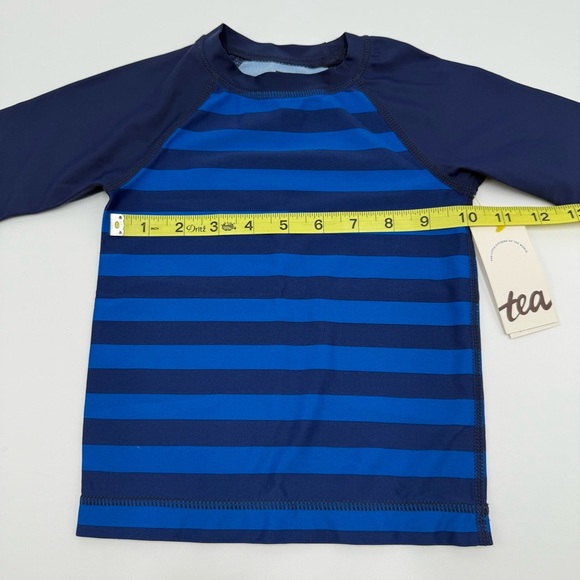 Tea Collection Boys Long Sleeve Rash Guard Navy and Blue Striped Rashguard 2 NWT - Picture 4 of 6